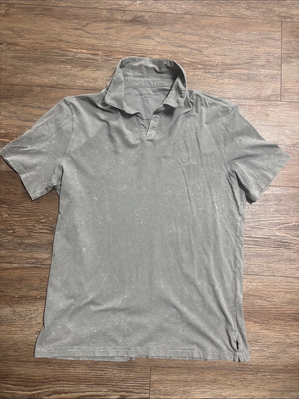 John Varvatos Marble Wash Bodhi Polo Shirt in Grey Men's Size Medium NWT